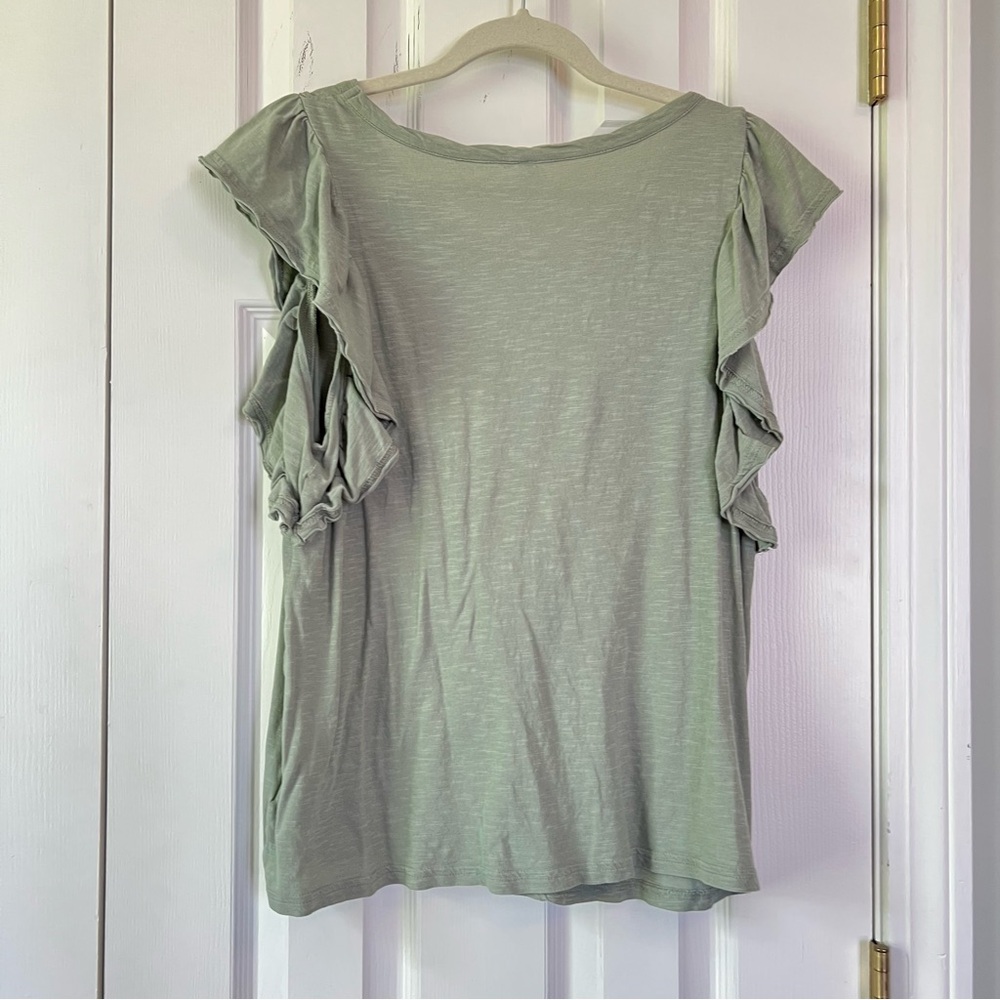 Pact Light Green Ruffle Sleeve Tee - Picture 2 of 4